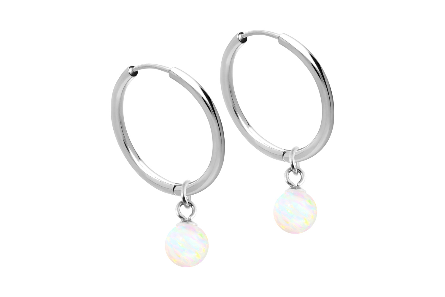 Chirurgenstahl Ohrclicker Creolen SYNTHETISCHER OPAL von Piercingline